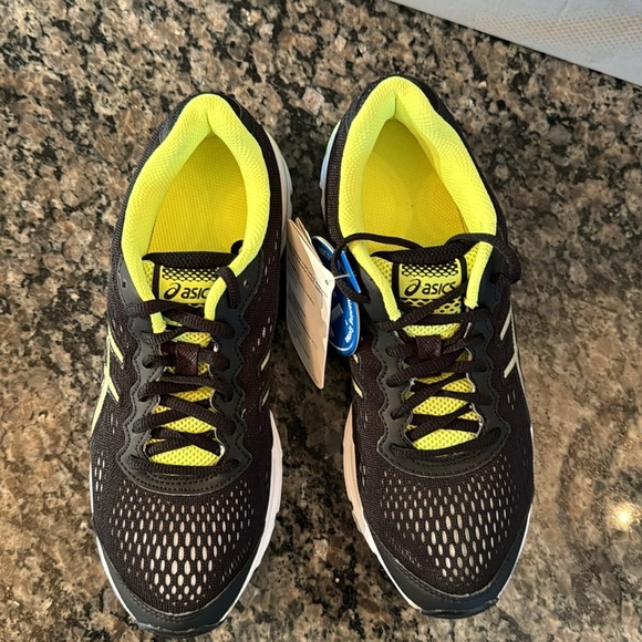 ASICS gel storm black lighting flash yellow kids sneakers NIB6.5 - Picture 4 of 7